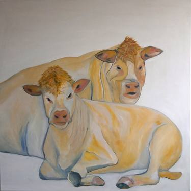Original Figurative Cows Paintings by YVONNE KOO