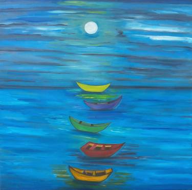 Original Modern Boat Paintings by YVONNE KOO