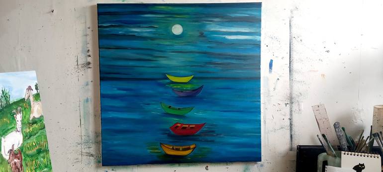 Original Modern Boat Painting by YVONNE KOO