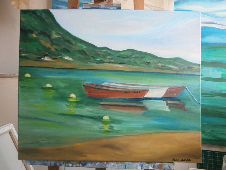 Original Fine Art Boat Painting by YVONNE KOO