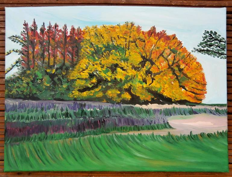 Original Impressionism Seasons Painting by YVONNE KOO