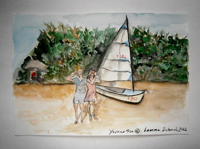 Original Sailboat Painting by YVONNE KOO