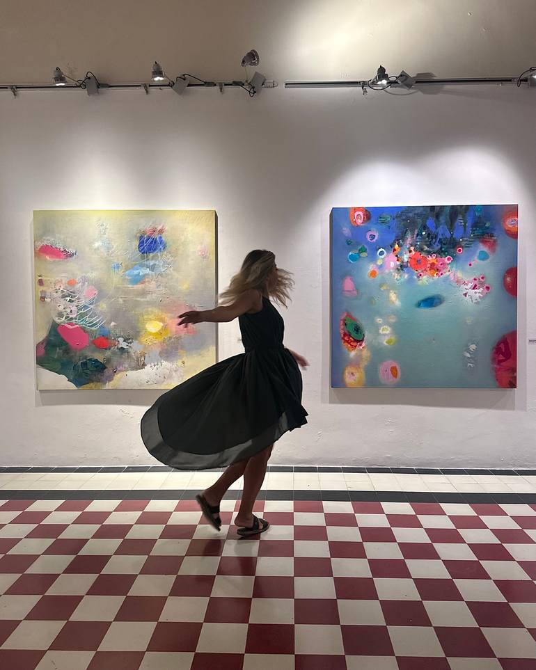 Original Abstract Expressionism Abstract Painting by Anna Maria Papadimitriou
