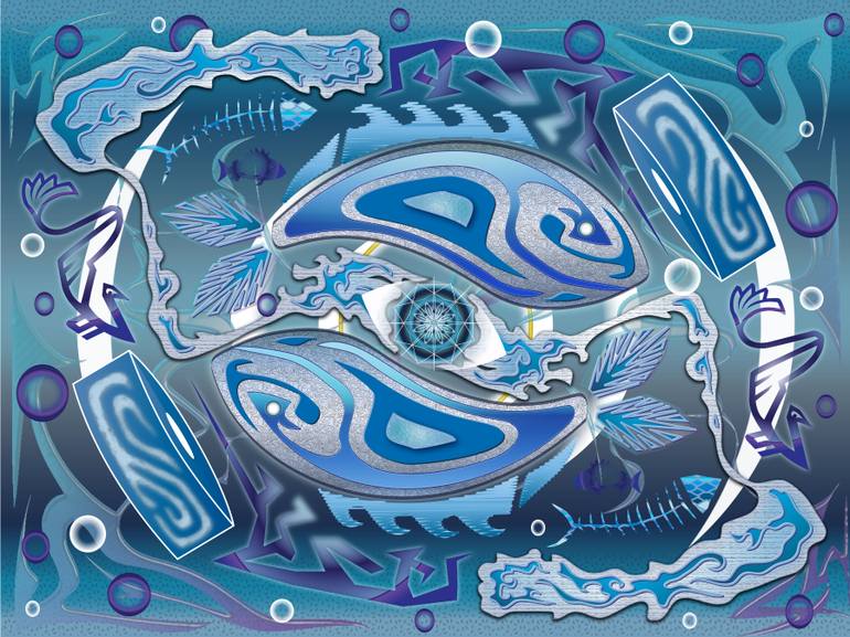 Original Abstract Animal Mixed Media by Elliott Baskerville