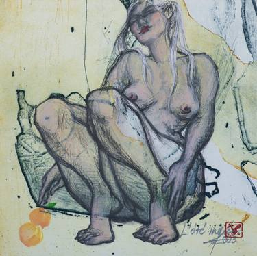 Original Fine Art Erotic Mixed Media by Lea Jerlagić