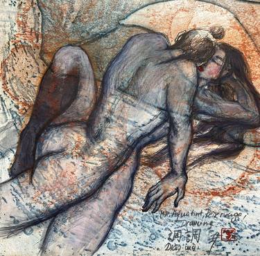 Original Figurative Erotic Mixed Media by Lea Jerlagić