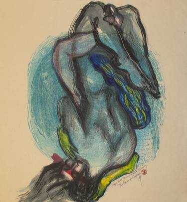 Original Expressionism Erotic Mixed Media by Lea Jerlagić