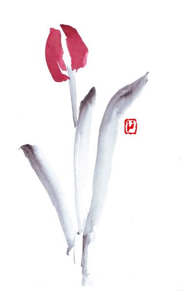 Tulip in the style of sumi-e thumb
