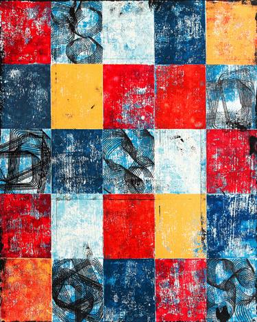 Original Geometric Abstract Mixed Media by Peter Strnad