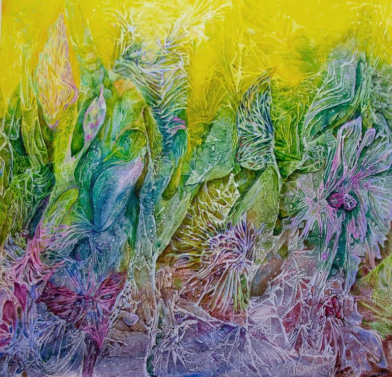 Dense herbs, Abstract art flowers Painting by anna antonova | Saatchi Art
