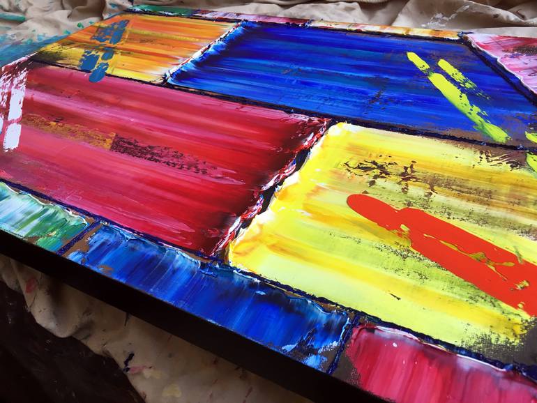 Original Abstract Geometric Painting by Preston M Smith Pms