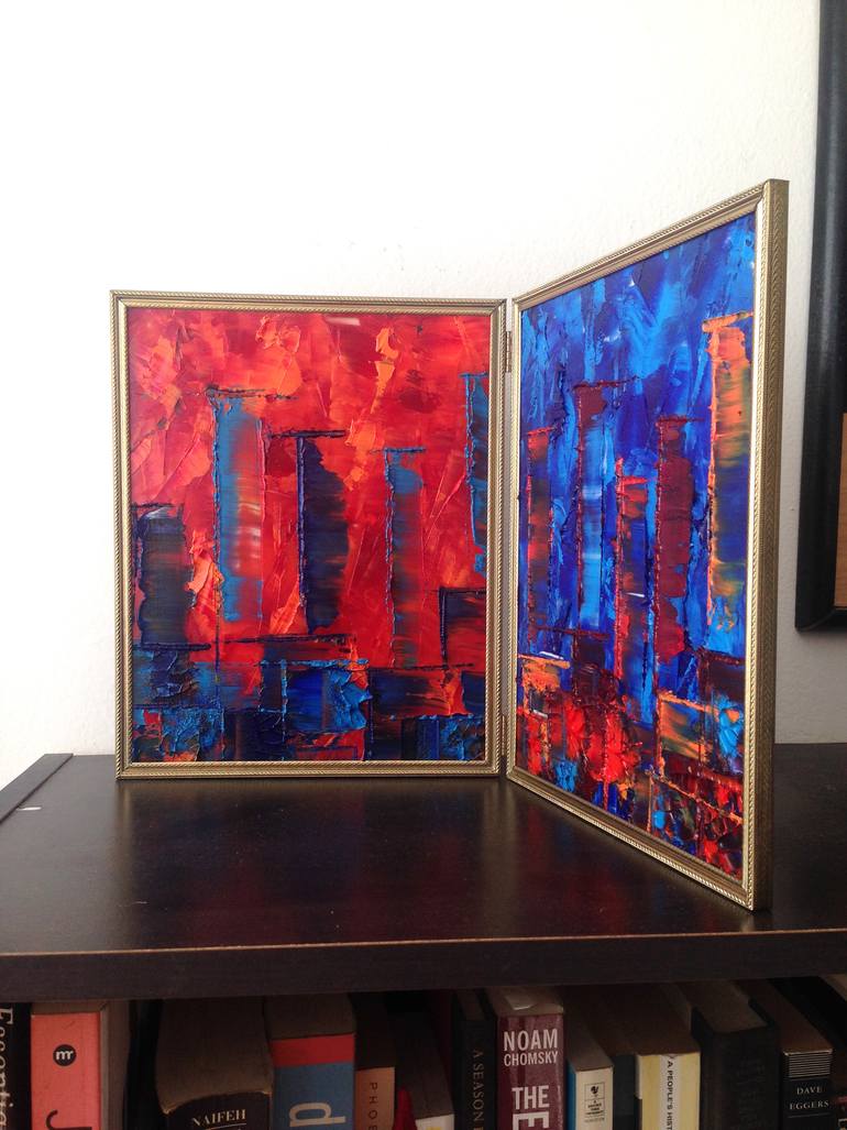 Original Abstract Cities Painting by Preston M Smith Pms