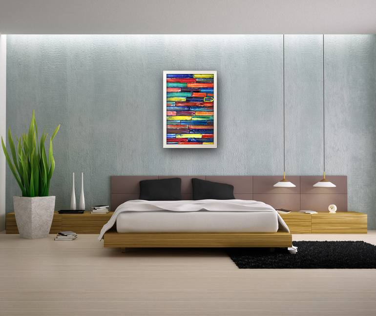 Original Abstract Geometric Painting by Preston M Smith PMS