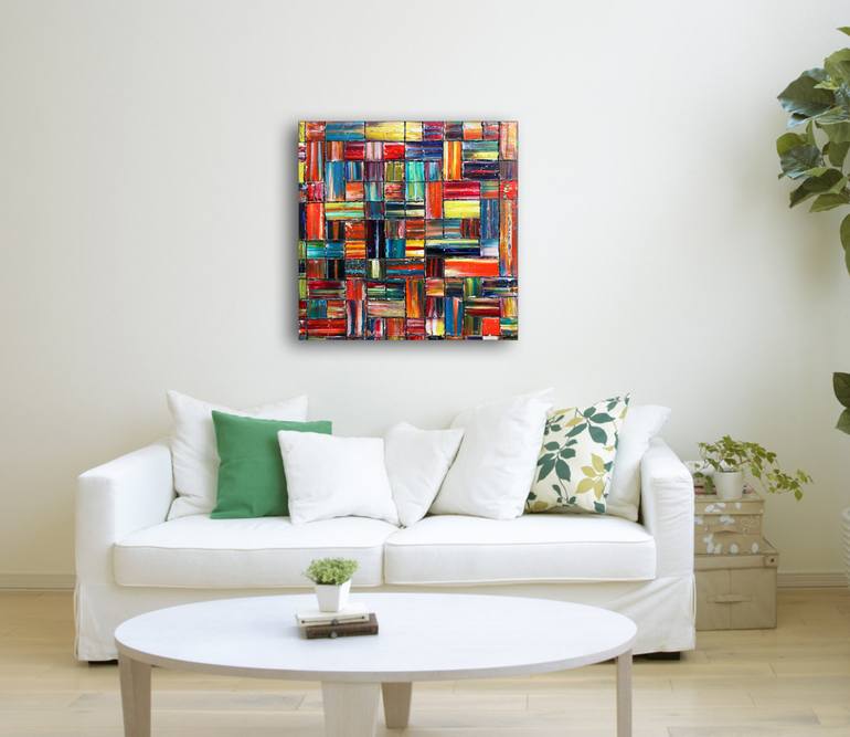 Original Abstract Geometric Painting by Preston M Smith PMS