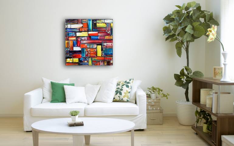 Original Abstract Geometric Painting by Preston M Smith PMS
