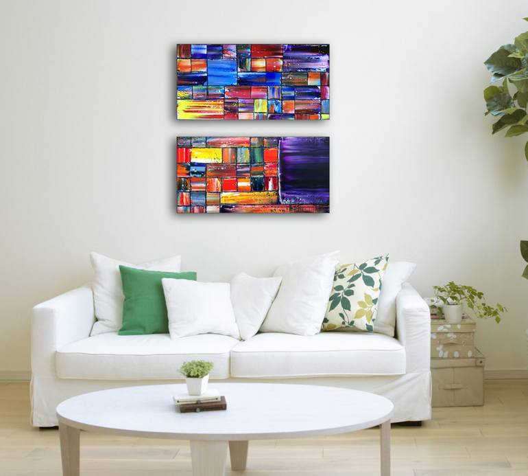 Original Abstract Geometric Painting by Preston M Smith PMS