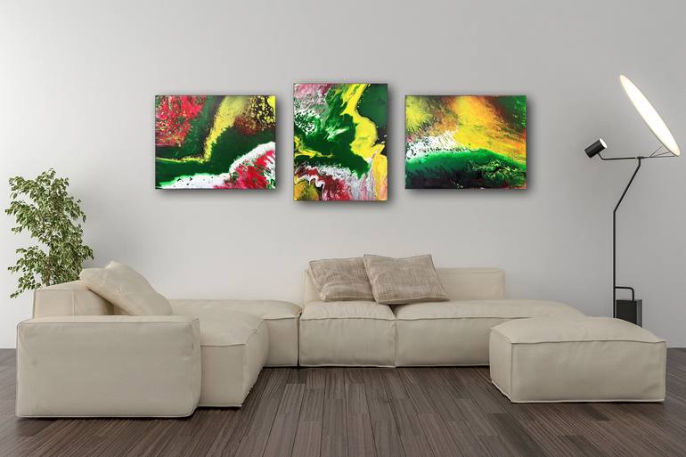 Mean And Green Triptych Painting by Preston M Smith PMS | Saatchi Art