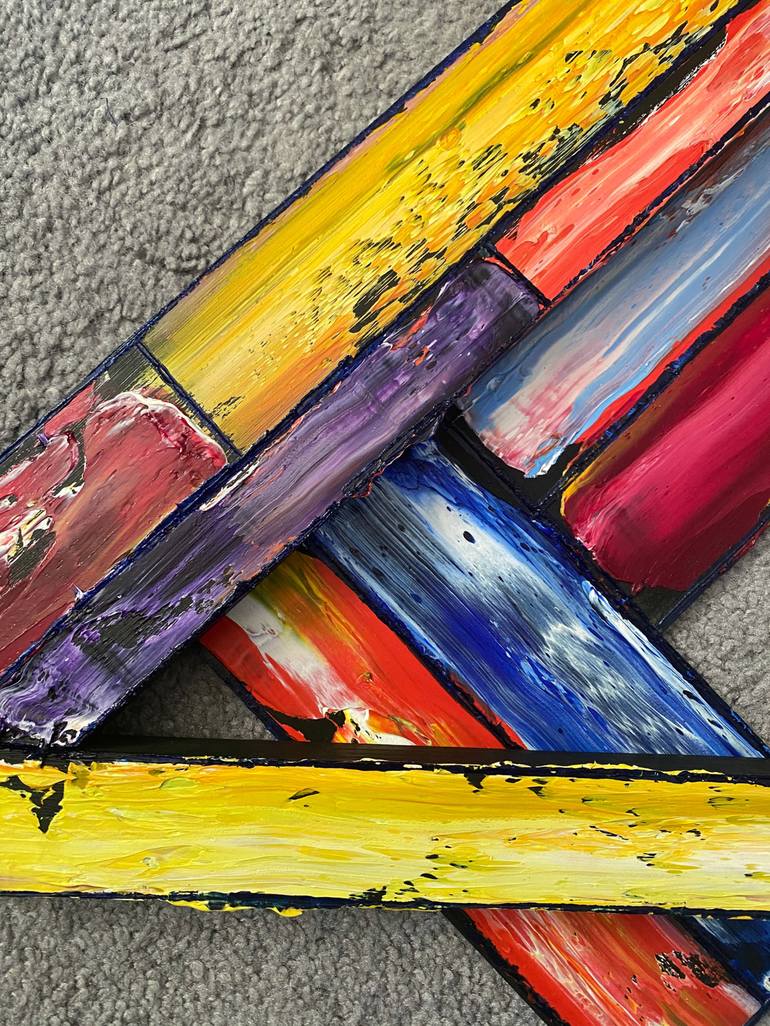 Original Abstract Geometric Painting by Preston M Smith PMS