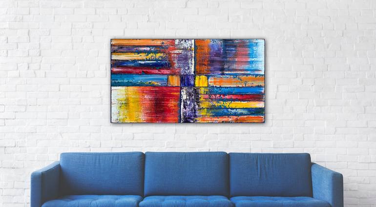 Original Abstract Geometric Painting by Preston M Smith PMS