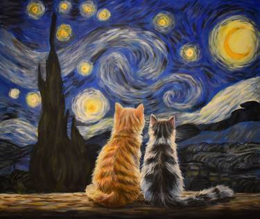 Original Contemporary Cats Painting by Escha Van Den Bogerd