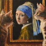 Watching Girl with a pearl earring cat edition by Escha Van Den Bogerd