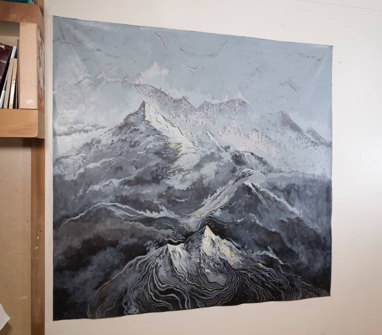 Original Black & White Landscape Painting by Yuvak Tuladhar