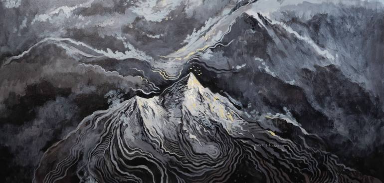Original Black & White Landscape Painting by Yuvak Tuladhar