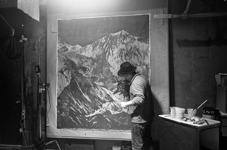 Original Black & White Landscape Painting by Yuvak Tuladhar