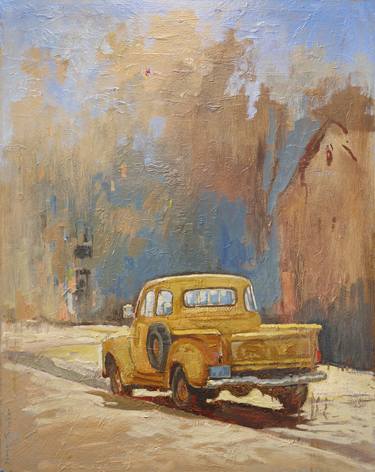 An Old Yellow Chevy Pickup Truck thumb