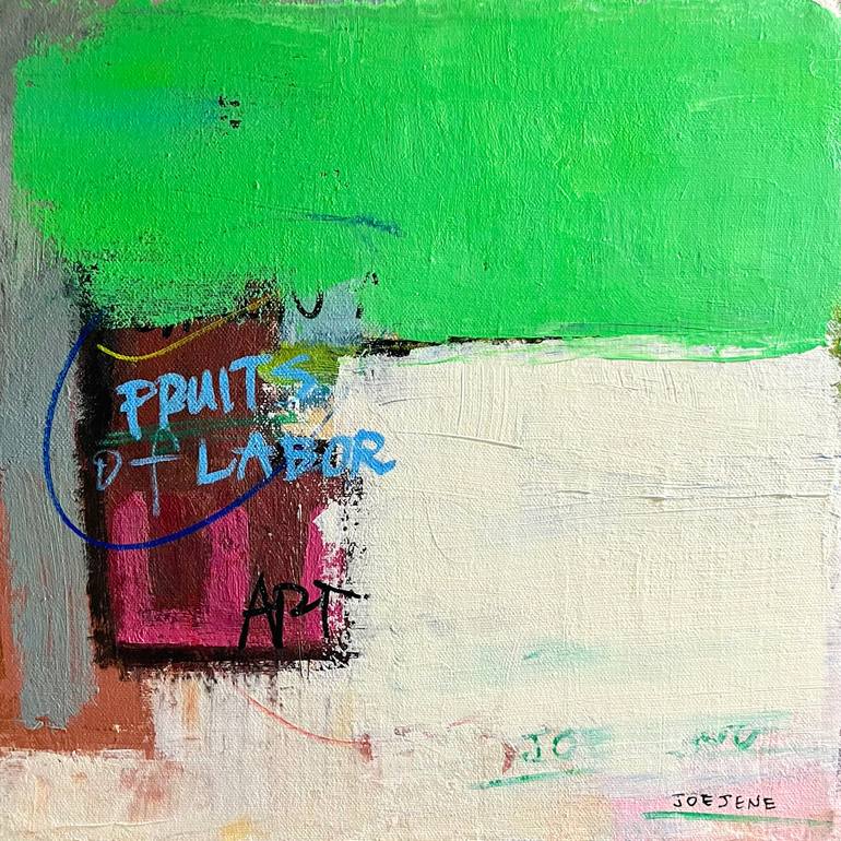 Original Abstract Painting by Joejene C Santos | Abstract Art on Canvas | Green Apple
