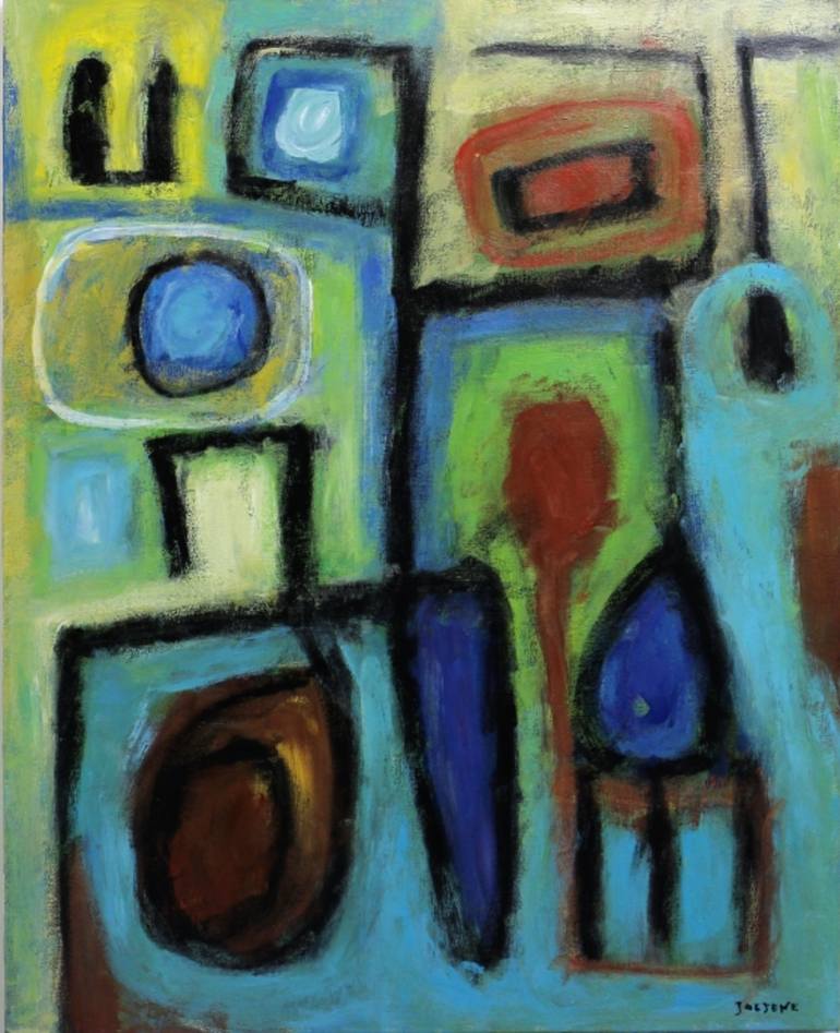 Original Still Life Painting by Joejene C Santos | Abstract Art on Canvas | A Green Apple