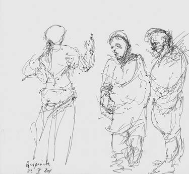 Original Figurative Men Drawings by Manfred Koreck