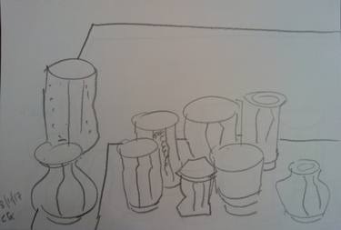 Original Minimalism Still Life Drawings by Charles Gomila