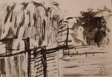 Original Abstract Expressionism Landscape Drawings by Charles Gomila
