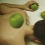 detail showing subject, apples and applied texture which imparts an aged feel to the image.