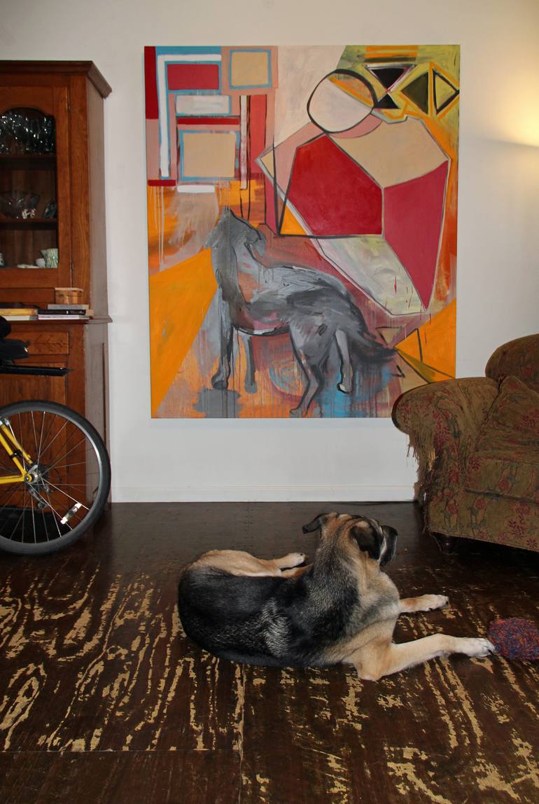 Original Abstract Dogs Painting by Pamela Staker