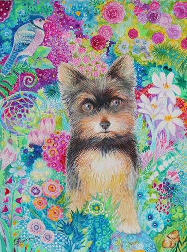 Print of Dogs Paintings by Oxana ZAIKA