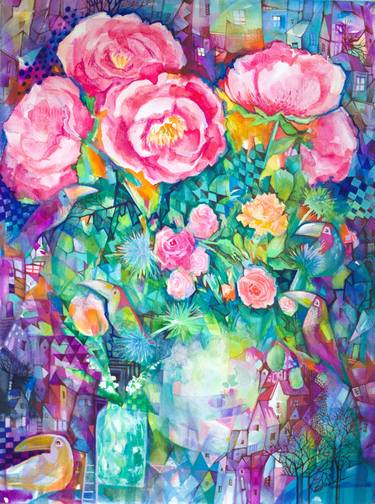 Print of Folk Floral Paintings by Oxana ZAIKA