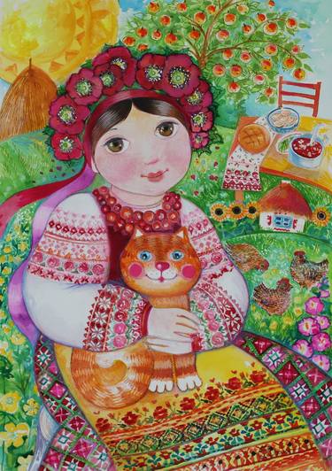 Print of Folk Love Paintings by Oxana ZAIKA