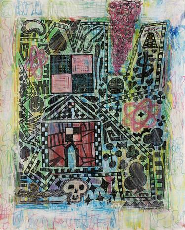 Original Abstract Expressionism Graffiti Mixed Media by Dennis Eavenson And Sharon Eavenson