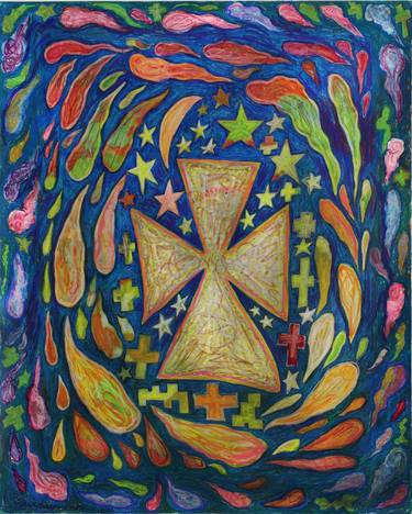 Original Abstract Expressionism Religion Mixed Media by Dennis Eavenson And Sharon Eavenson