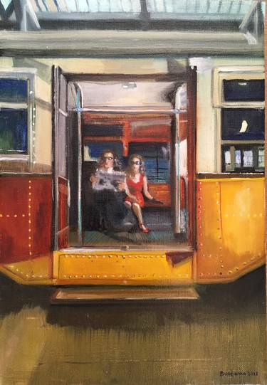 Print of Figurative Train Paintings by Lisbeth Buonanno