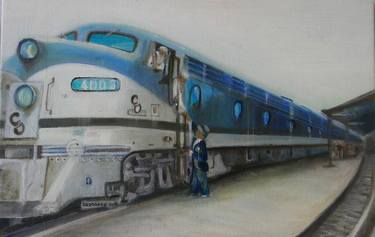 Print of Figurative Train Paintings by Lisbeth Buonanno