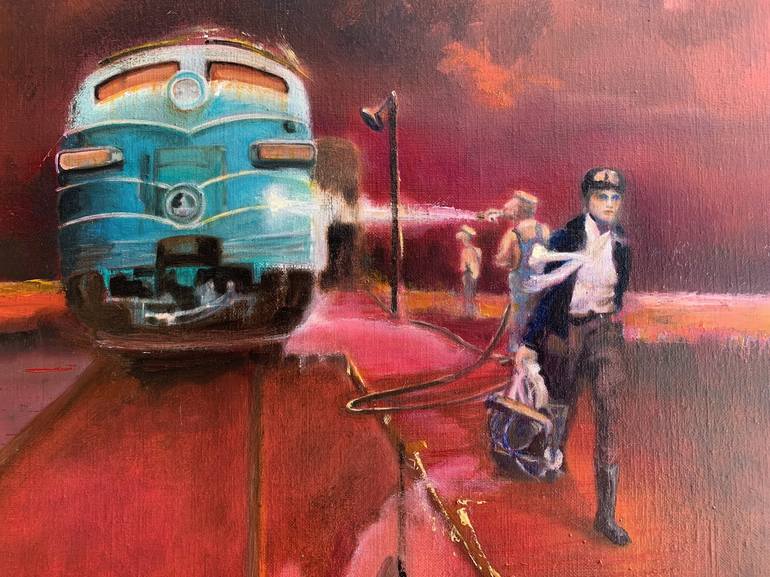 Original Train Painting by Lisbeth Buonanno