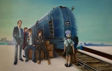 Print of Figurative Train Paintings by Lisbeth Buonanno