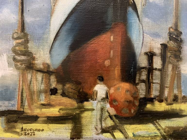 Original Ship Painting by Lisbeth Buonanno