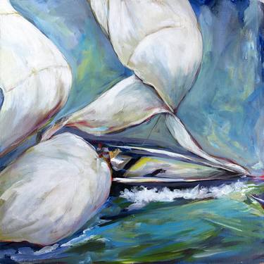 Original Abstract Boat Paintings by Judeen Young