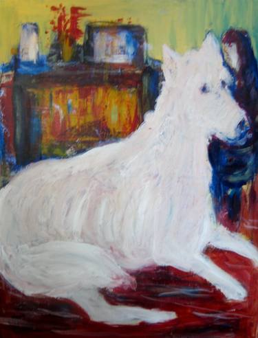 Original Dogs Painting by carolyn bonier