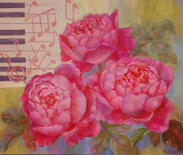 Original Impressionism Floral Painting by Nadezda Krivohizina
