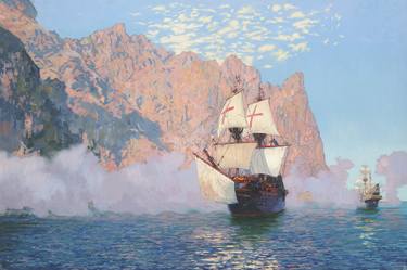 Original Art Deco Yacht Paintings by Simon Kojin